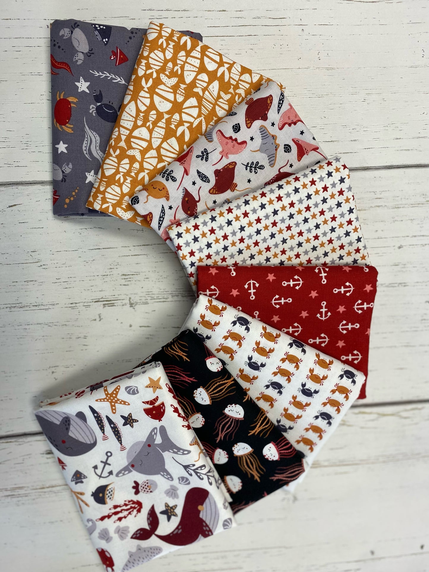 Water Babies by Sugarly Designs Four-Way Anchors Merlot 6689-88 Cotton Woven Fabric