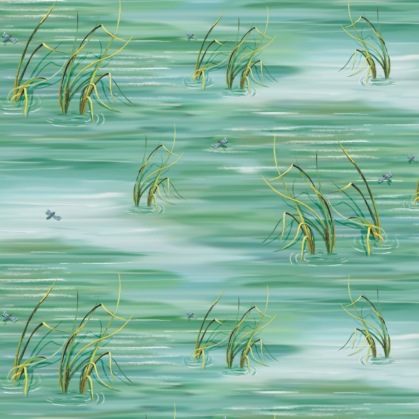 Along the Valley by Harry W. Smith Water Texture Blue    6447-11 Cotton Woven Fabric