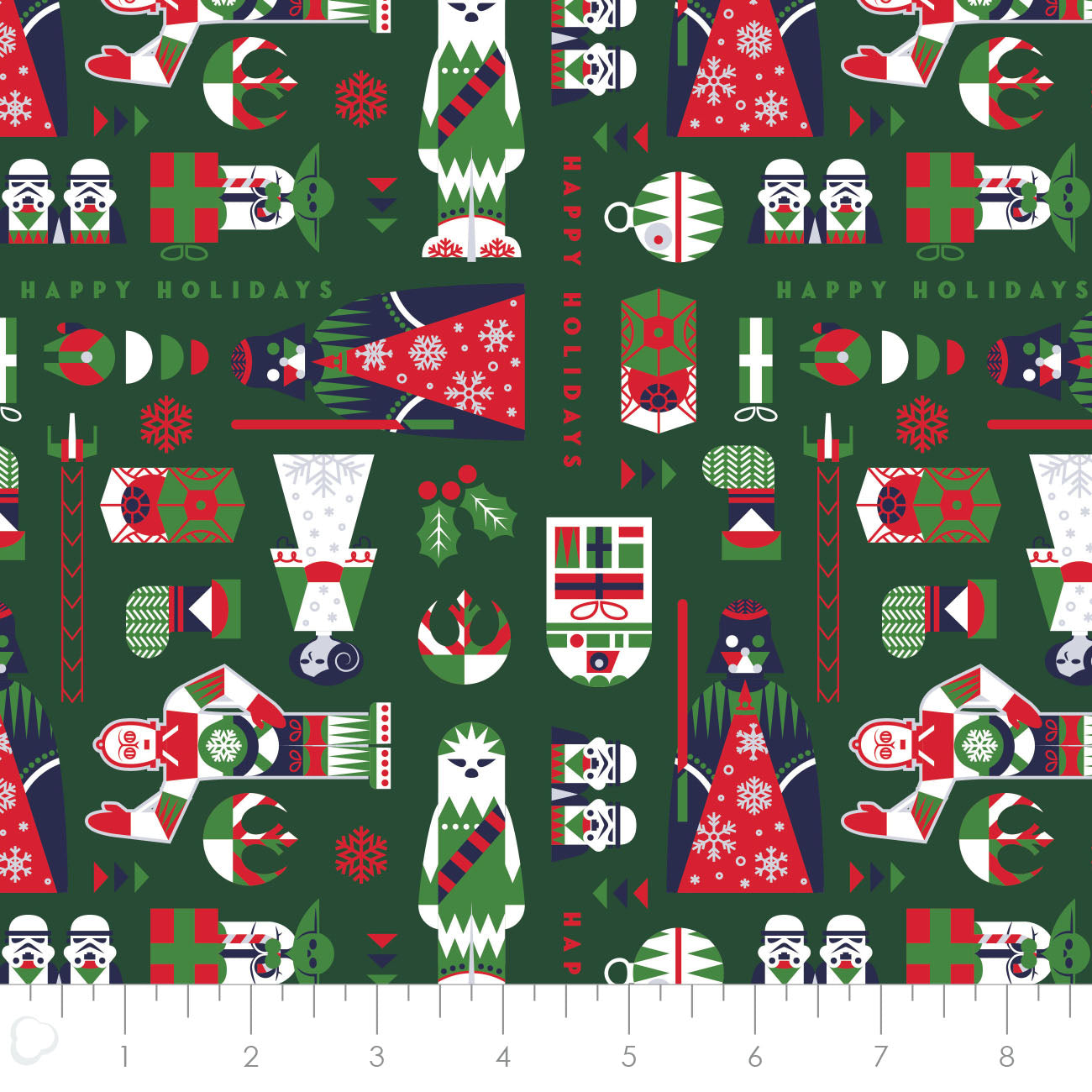 Licensed Character Winter Holiday IV Winter Holiday Force Toss Green 73011380-03 Cotton Woven Fabric