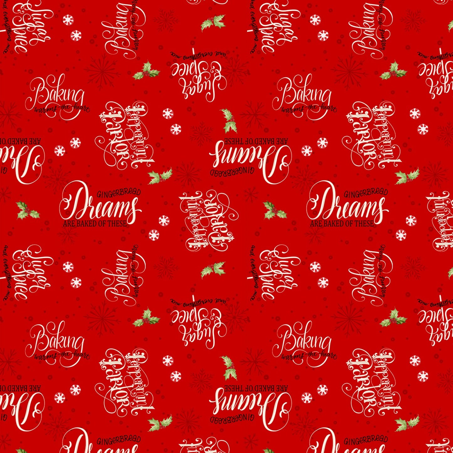 Peppermint Parlor by Danielle Leone Word Toss Red 27638-329 Cotton Woven Fabric