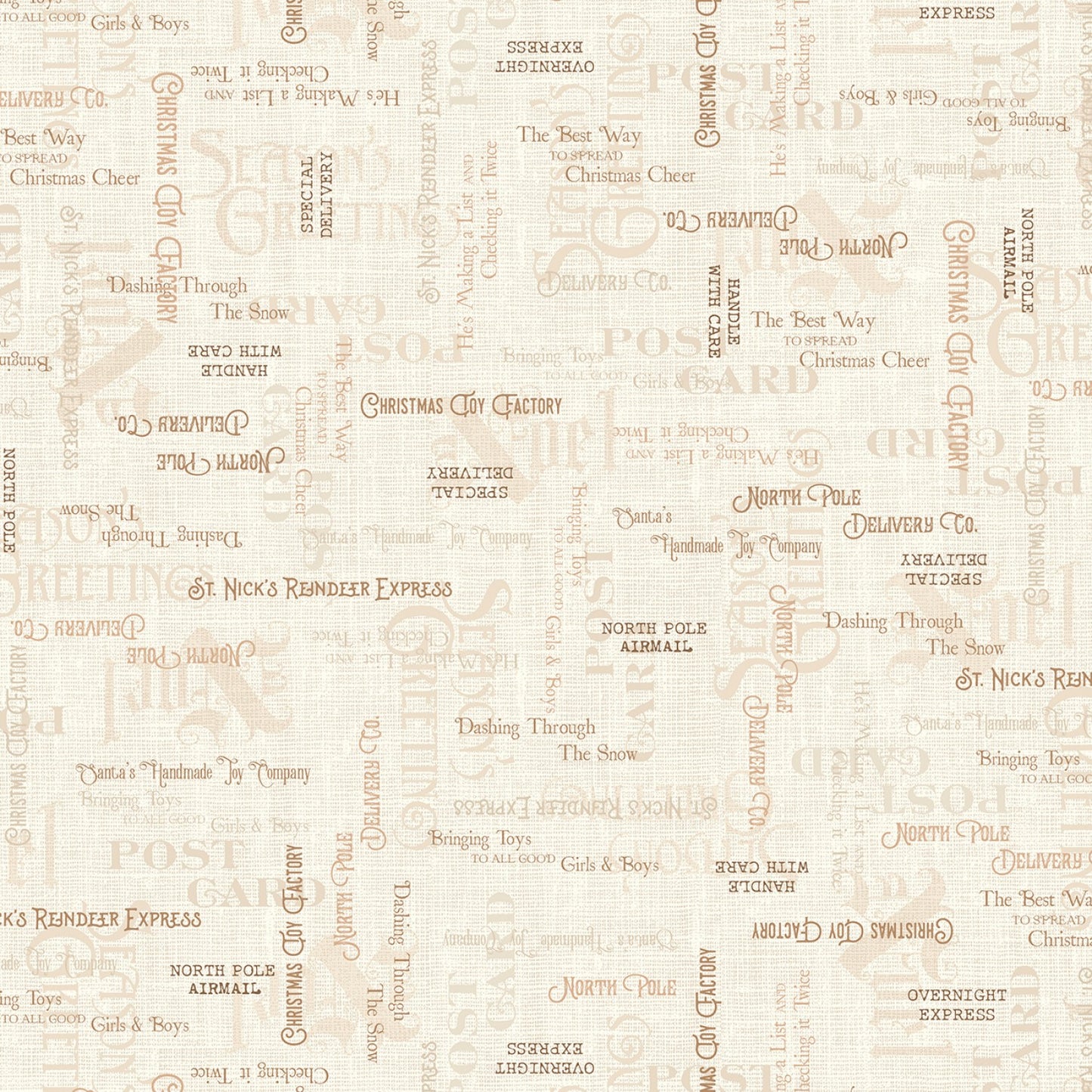 North Pole Express by Pela Studio Writing Cream NPEX4764-E Cotton Woven Fabric
