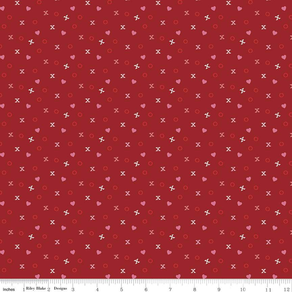 Falling in Love by Dani Mogstad Xs and Os Red C11283-RED Cotton Woven Fabric
