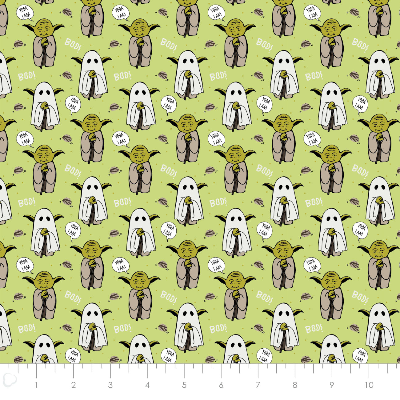 Licensed Character Halloween IV Yoda Boo the Force Green 73011379-01 Cotton Woven Fabric