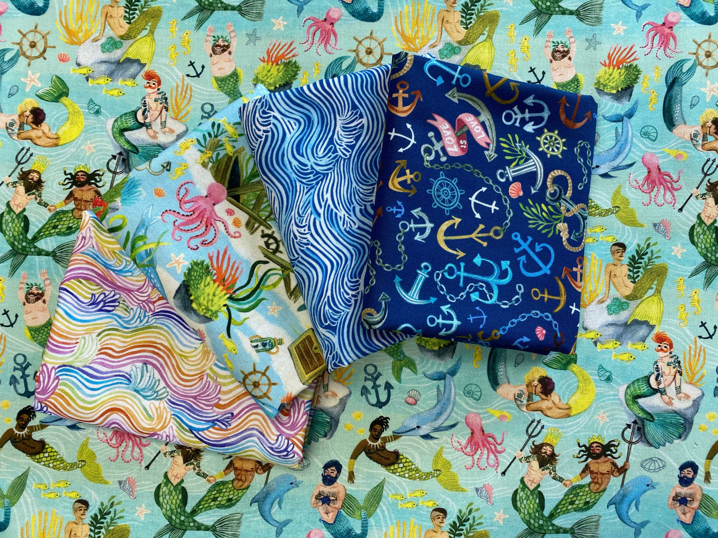 You're A Catch by Miriam Bos Anchors Navy ST-DMB2139NAVY Cotton Woven Fabric