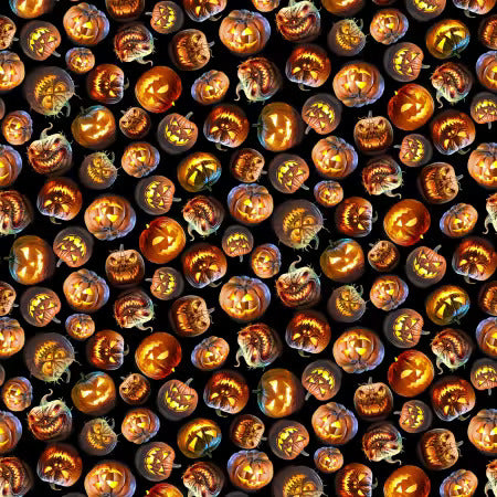 PREORDER ITEM-EXPECTED JULY 2026: Nightmare At Halloween by Adrian Chesterman Pumpkin Toss DDC12733-BLAC Cotton Woven Fabric