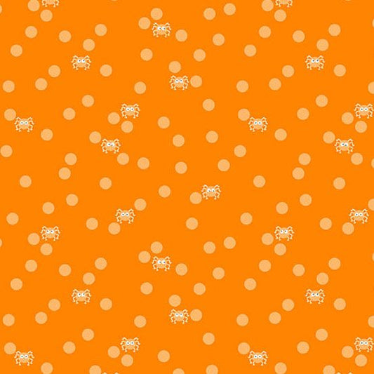 PREORDER ITEM-EXPECTED MARCH 2026: Ghostly Garden by K P Creates Spin and Spot Orange A-10200-O Cotton Woven Fabric
