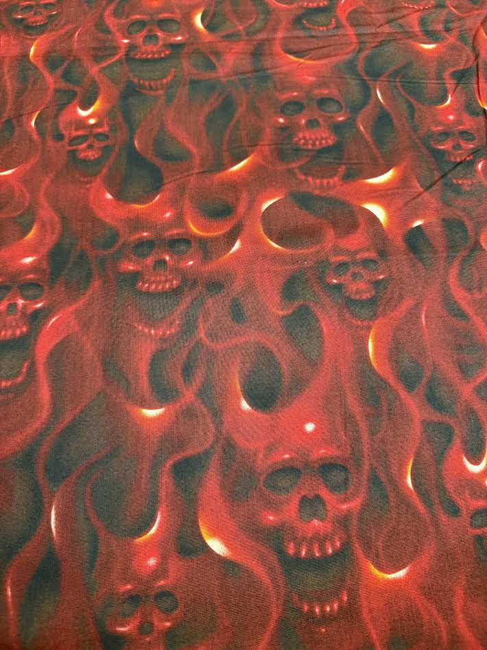 OOP Nicole's Prints Skulls on Fire 6557C