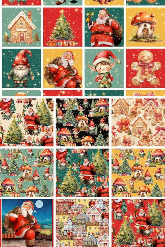 Preorder July 2026: Santa's Village FY Bundle of 8 Prints plus 2 Panels by KK Fabrics