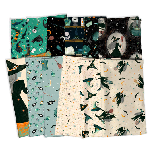 Preorder June 2026: Witchy Wicked FY Bundle of 11 Fabrics Plus 36" Panel by Rose Halsey