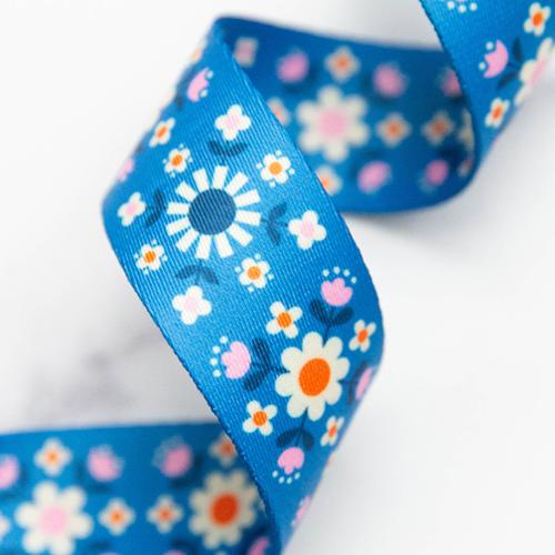 Ruby Star Society Webbing 1.5" Florametry Br Blue SSCWEB 55 by Stitch Supply Co.
