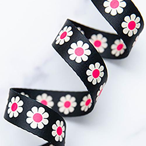 Ruby Star Society Webbing 1" Daisy in Hot Pink SSCWEB 56 by Stitch Supply Co.