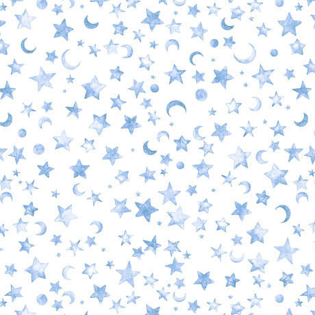 Lil' Wizards by Morris Creative Group 108” Wideback Moon & Stars Blue 30555B108 Cotton Woven Fabric