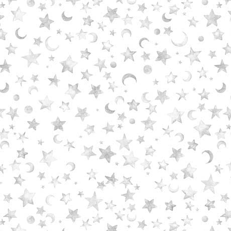 Lil' Wizards by Morris Creative Group 108” Wideback Moon & Stars Gray 30555K108 Cotton Woven Fabric