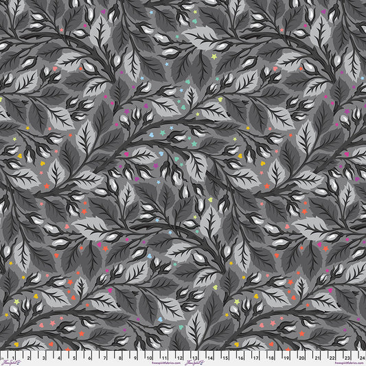 PREORDER ITEM - EXPECTED OCTOBER 2025: Tula Pink Graywork 108"  Wideback Quiltbacking Nip in the Bud Shadow QBTP020.SHADOW Cotton Sateen  QBTP020.SHADOW