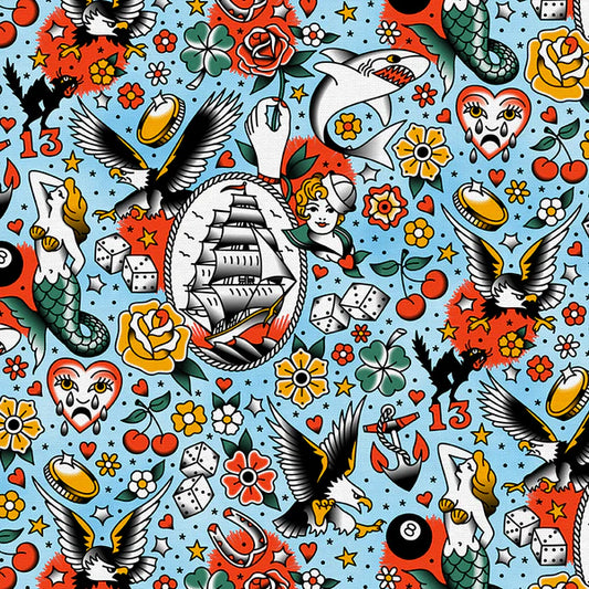 Timeless Tattoos Timeless Tattoos Blue 38025888 BLUE Organic Cotton Woven