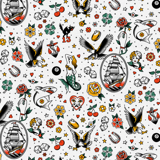 Timeless Tattoos Tattoo Toss White 38025889 WHITE Organic Cotton Woven