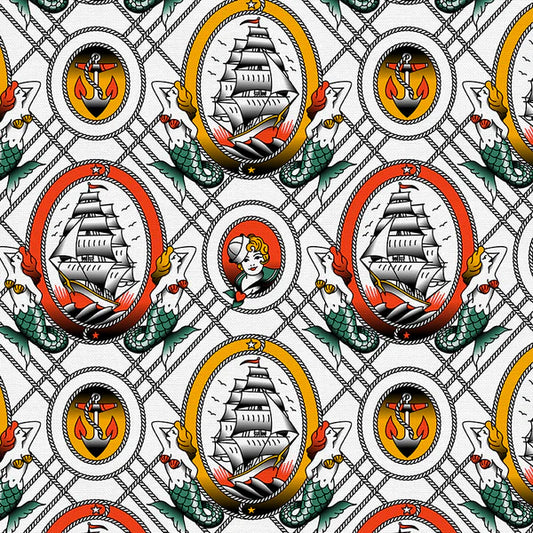 Timeless Tattoos Sailor Tattoos White 38025891 WHITE Organic Cotton Woven