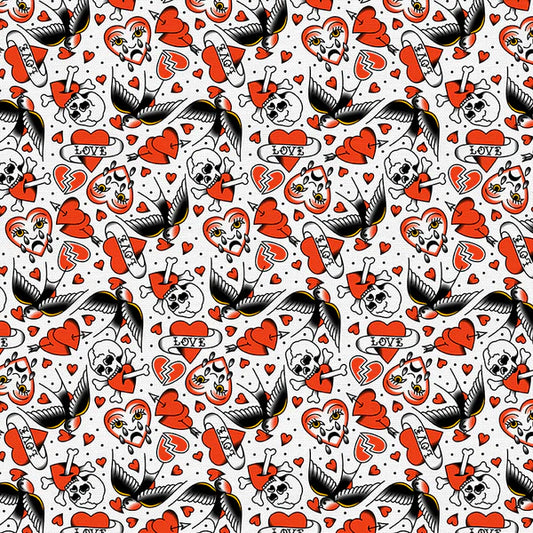 Timeless Tattoos Heart Eagle Tattoos White 38025899 WHITE Organic Cotton Woven