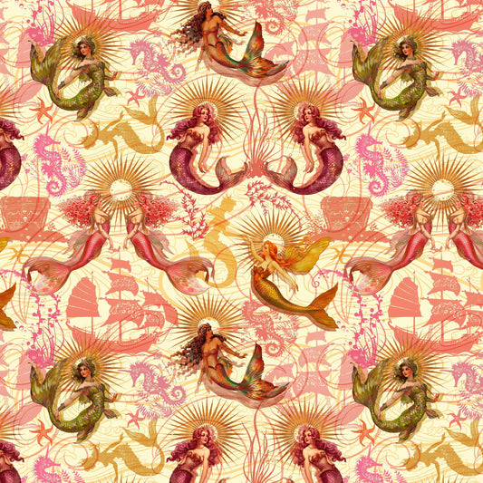 PREORDER ITEM-EXPECTED APRIL 2026: Divine Oceania by Aimee Stewart Oceania Mermaid DDC12607-Butter Cotton Woven Fabric