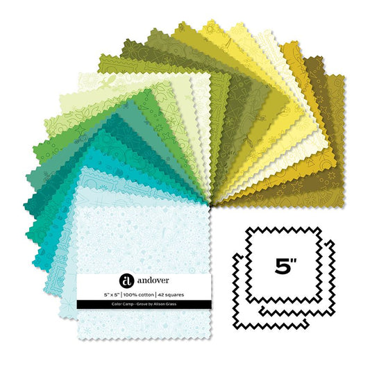 Preorder August 2026: Color Camp Grove 5" Charm of 42 Pieces 5-COLCG-42 by Alison Glass