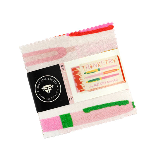PREORDER ITEM EXPECTED IN FEBRUARY 2026: Trinketry by Melody Miller of Ruby Star Society 2.5"  Mini-Charm Pack Bundle of 42 Pieces  RS0109MC Cotton Woven