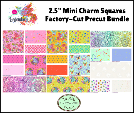Preorder October 2026: Legendary Tula Pink 2.5" Mini Charm Pack of 42 Prints FB18MTP.Legendary