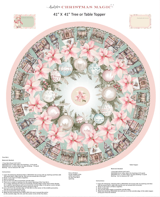 Preorder July 2026: Christmas Magic Tree Skirt 54" Panel Lt. Blue 2028P-70 by Frank Garcia