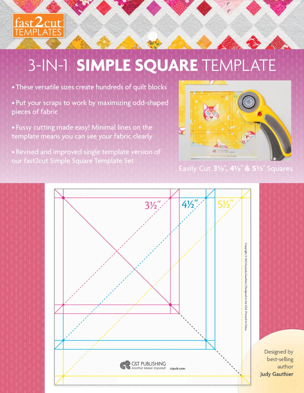 fast2cut 3-in-1 Simple Square Template 20517