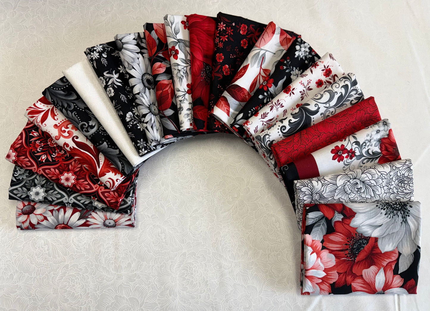 Scarlet's Treasure by Color Principle Floral Vine White/Red 3647-18 Cotton Woven Fabric