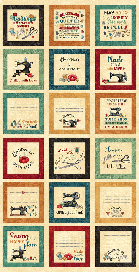 Stonehenge Stitchin by Deborah Edwards 22" Panel Block Cut DP28342-12 Cotton Woven Panel