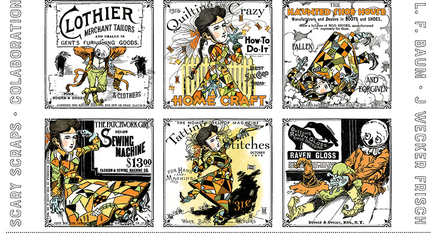 PREORDER ITEM - EXPECTED APRIL 2026: Scary Scraps by J. Wecker Frisch 23.5" Panel Patches  PD17601-PANEL Cotton Woven Panel