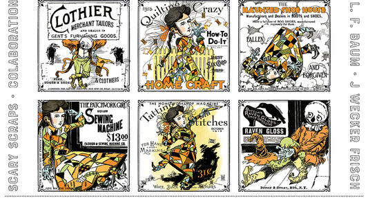 PREORDER ITEM - EXPECTED APRIL 2026: Scary Scraps by J. Wecker Frisch 23.5" Panel Patches  PD17601-PANEL Cotton Woven Panel