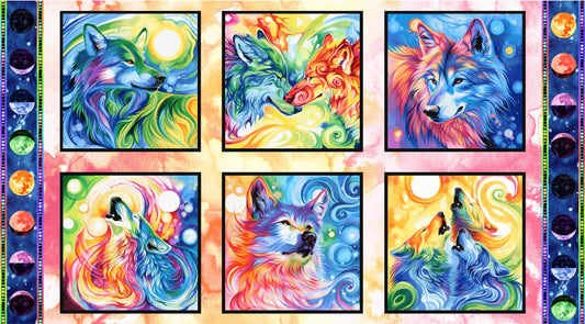 Spirit of the Wolf Digital by Katy Lipscomb 24" Panel 10.5" Blocks 7216-73 Cotton Woven Panel