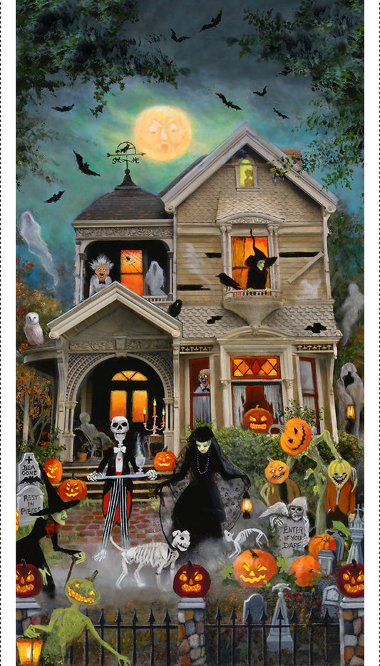 PREORDER ITEM - EXPECTED JUNE 2024: An Eerie Welcome by Susan Rios 24" Panel    22295-PNL Cotton Woven Panel