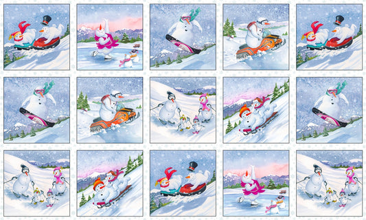 Let it Snow by Tom Steele Jones 24" Panel 7.5"  Blocks   3006E-WHITE  Cotton Woven Panel