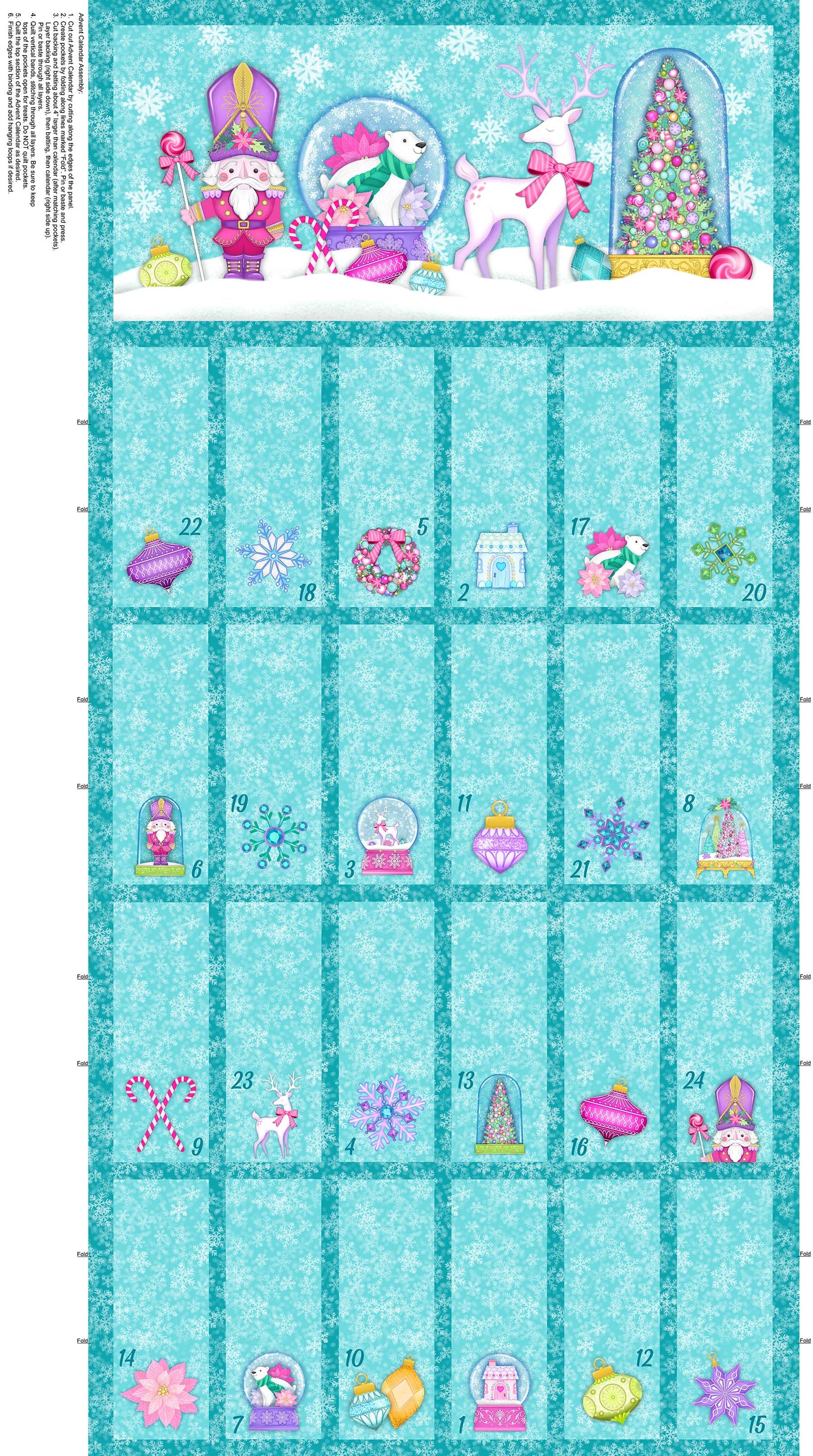 Merry and Bright By Michael Zindell Designs 24" Panel Advent Calendar Digital  Turquoise/Multi DP26974-64