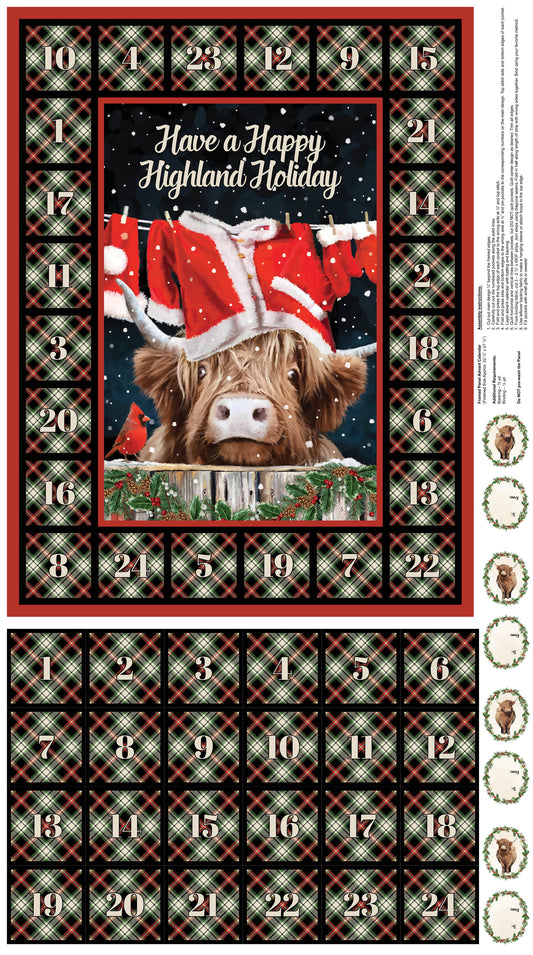 Highland Heart by Jason Kirk 24" Panel Advent Calendar Black / Multi DP28053-99 Cotton Woven Panel