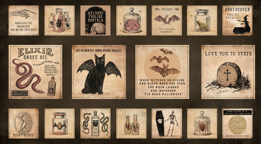 Gothic Halloween Digital by Dan DiPaolo 24" Panel Black    Y4438-3 Cotton Woven Panel