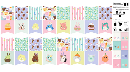 PREORDER ITEM - EXPECTED FEBRUARY 2026: Licensed Squishmallows Springtime 24" Panel Bunting    SQ1021-10 Cotton Woven Panel