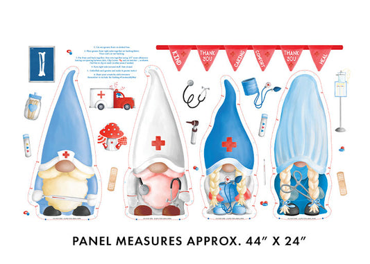 Caring Gnomes by Andi Metz 24" Panel Doll White    14109B-09 Cotton Woven Panel