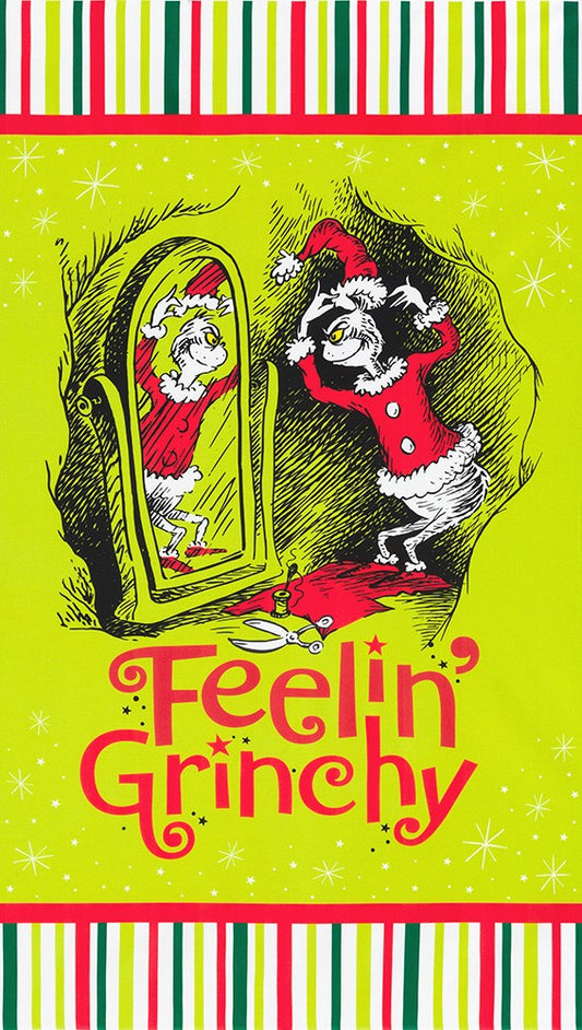 Licensed How the Grinch Stole Christmas by Dr. Seuss Enterprises 24" Panel Holiday    ADED-22564-223 Cotton Woven Panel