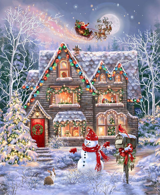 Christmas Eve by Dona Gelsinger 24" Panel Holiday House    PANELDG-CD3370-MULTI Cotton Woven Panel