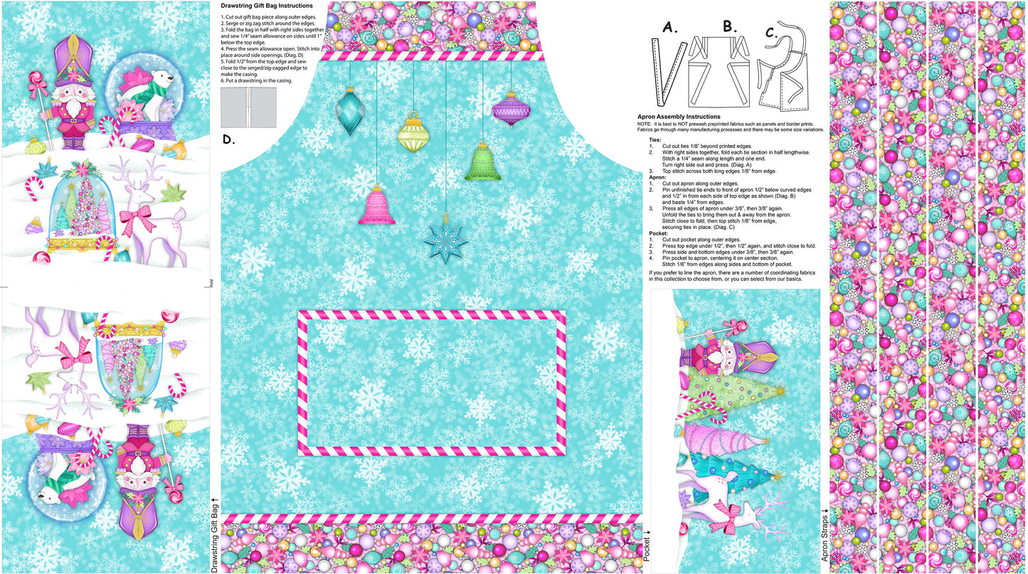 PREORDER ITEM - EXPECTED MAY 2024: Merry and Bright By Michael Zindell Designs 24" Panel Kid's Apron  Digital  DP26973-64