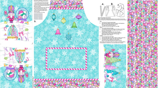 Merry and Bright By Michael Zindell Designs 24" Panel Kid's Apron Digital Turquoise/Multi  DP26973-64