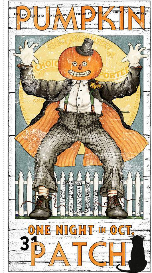 PREORDER ITEM: Pumpkin Patch by J. Wecker Frisch 24" Panel Pumpkin Poster    PD14570-PANEL Cotton Woven Panel