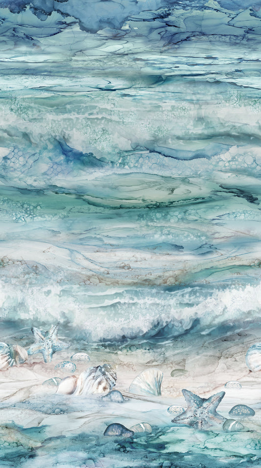 New Arrival: Sea Breeze by Deborah Edwards and Melanie Samra 24" Panel Repeat Cut  Pale Blue   DP27096-42 Cotton Woven Panel
