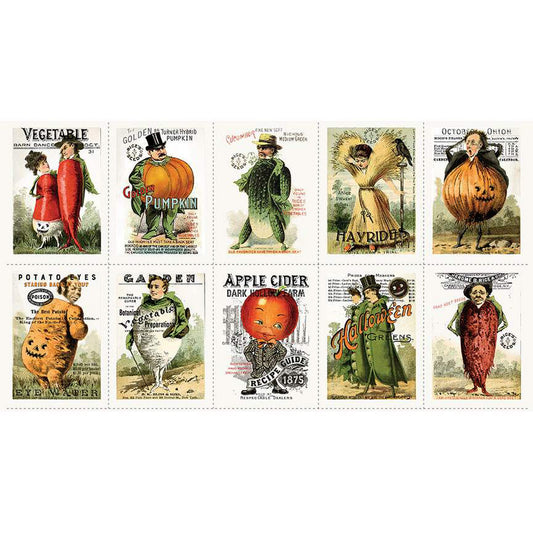 PREORDER ITEM: Pumpkin Patch by J. Wecker Frisch 24" Panel Seedy Characters Patch    PD14572-PANEL Cotton Woven Panel