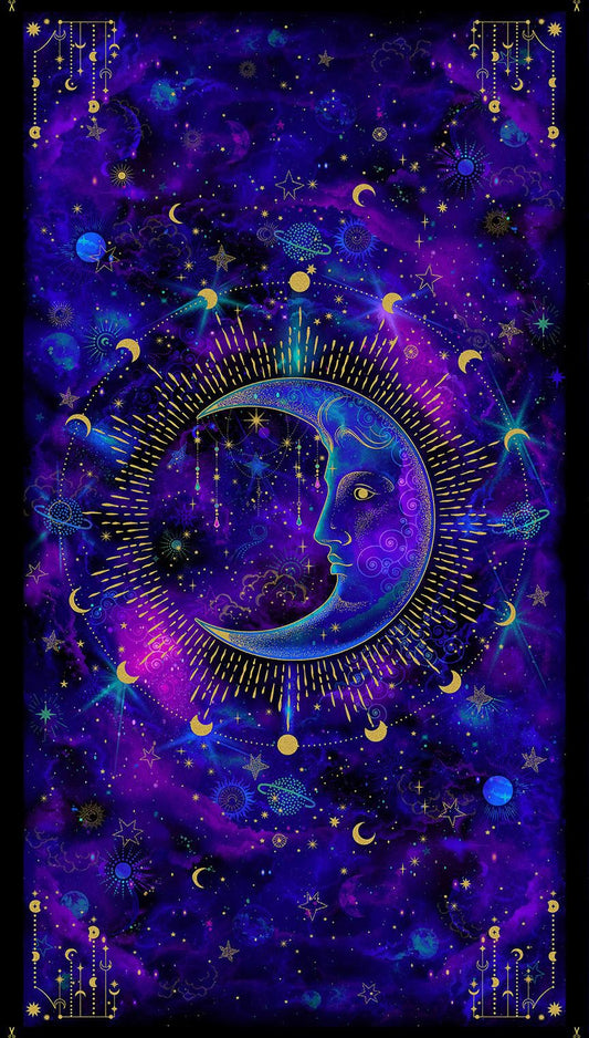 Cosmos w/Metallic by Chong A Hwang 24" Panel Tapestry Moon Cosmos     PANEL-CM2540-COSMOS Cotton Woven Panel