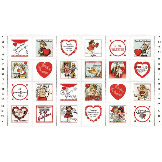 All My Heart by J. Wecker Frisch 24" Panel Valentine Greetings Patch    PD14131-PANEL Cotton Woven Panel