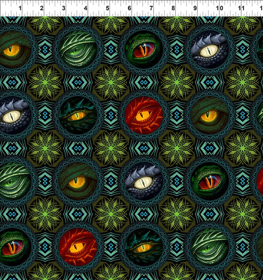 Dragons Emerald Reign Eyes Multi 24DRG.1 Cotton Woven Fabric